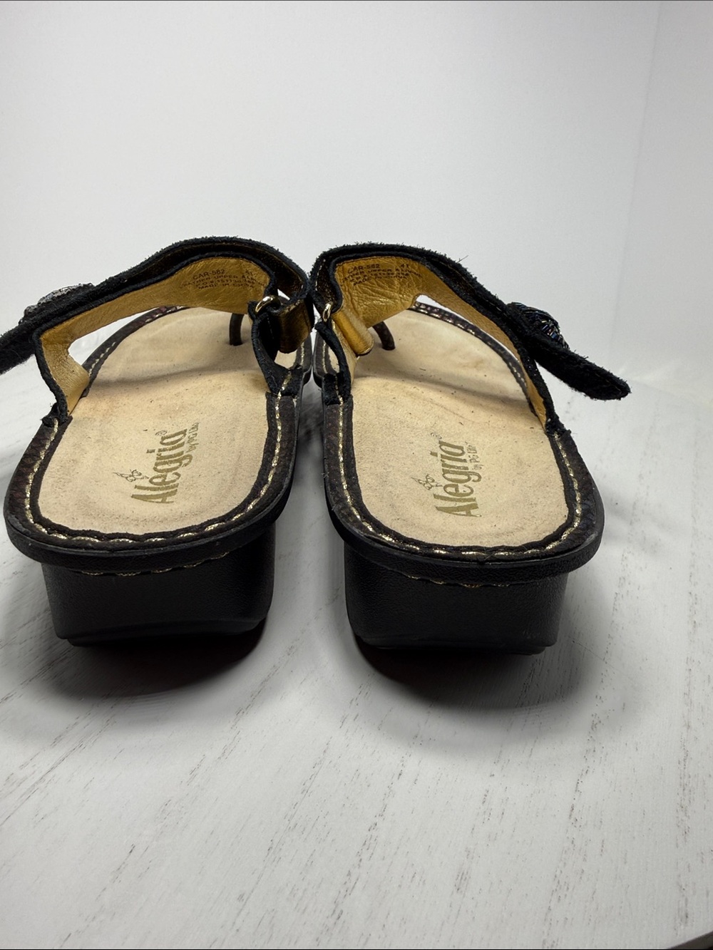 Alegria Black Iridescent Embellished Thong Sandals - Picture 5 of 9